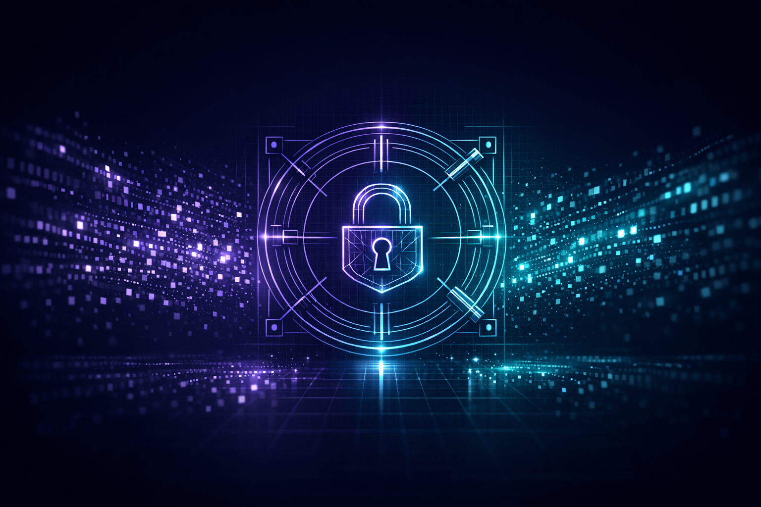 Abstract visualisation of encrypted data flowing into a secure vault