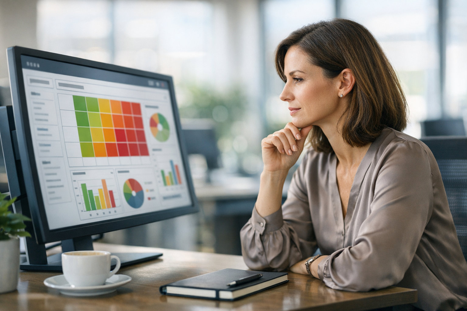 IT director reviewing threat intelligence at workstation